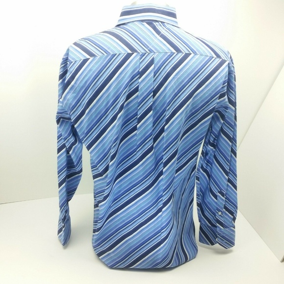 Tommy Hilfiger Striped Shirt Blue 80s 2 Ply Party - Picture 3 of 8